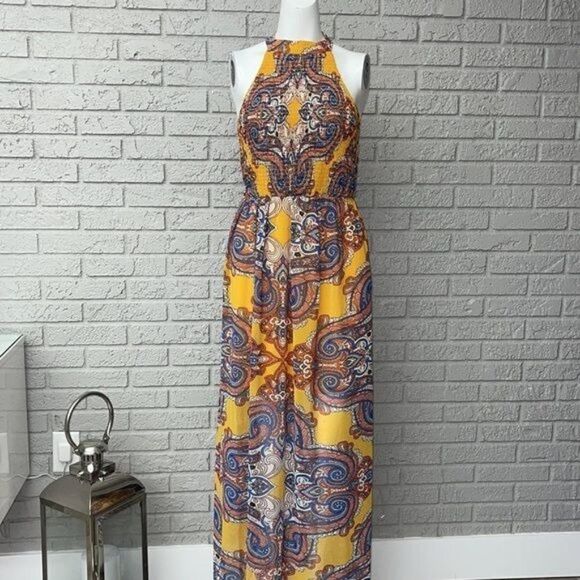 As U Wish Paisley Halter Maxi Dress Size XS - Picture 1 of 10